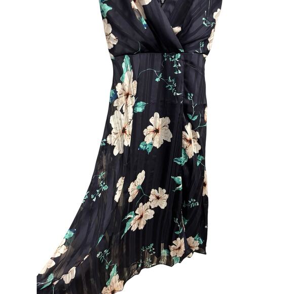 NWT Lulus Floral Midi Dress Black Beige Cream XS (Fits Small ) - Picture 6 of 11